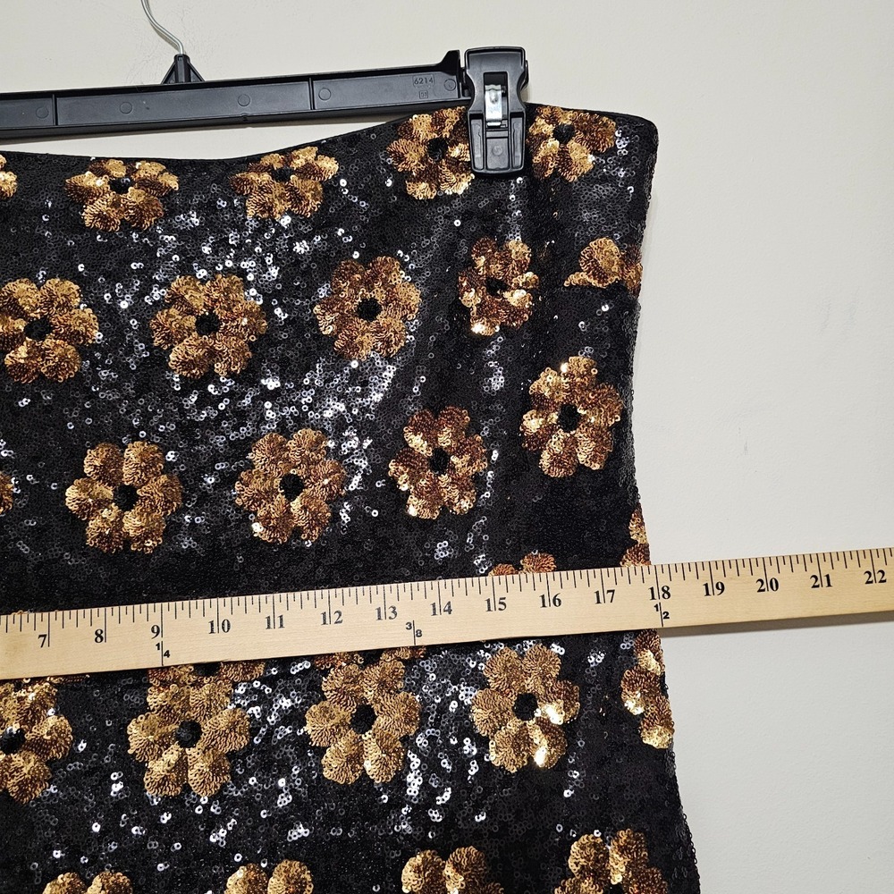 Alex Marie Dress 18 Black Gold Strapless Midi Sleeveless Sequin Embroidery 1061 - Picture 4 of 12